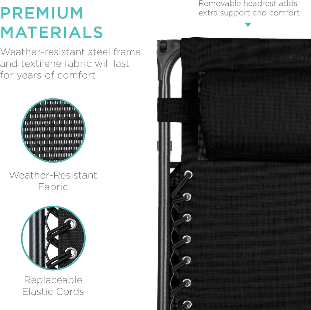Best Choice Products Folding Zero Gravity Recliner Patio Lounge Chair Adjustable Canopy Shade