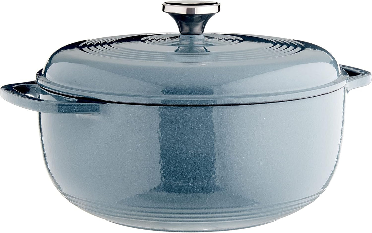 Lodge Essential Enamel Cast Iron Dutch Oven - Perfect for Bread Baking, Braising, Marinating & Slow Cooking - Features Moisture-Sealing Lid & Dual Handles - Kitchen Essentials - 6 Quarts - Caribbean Blue