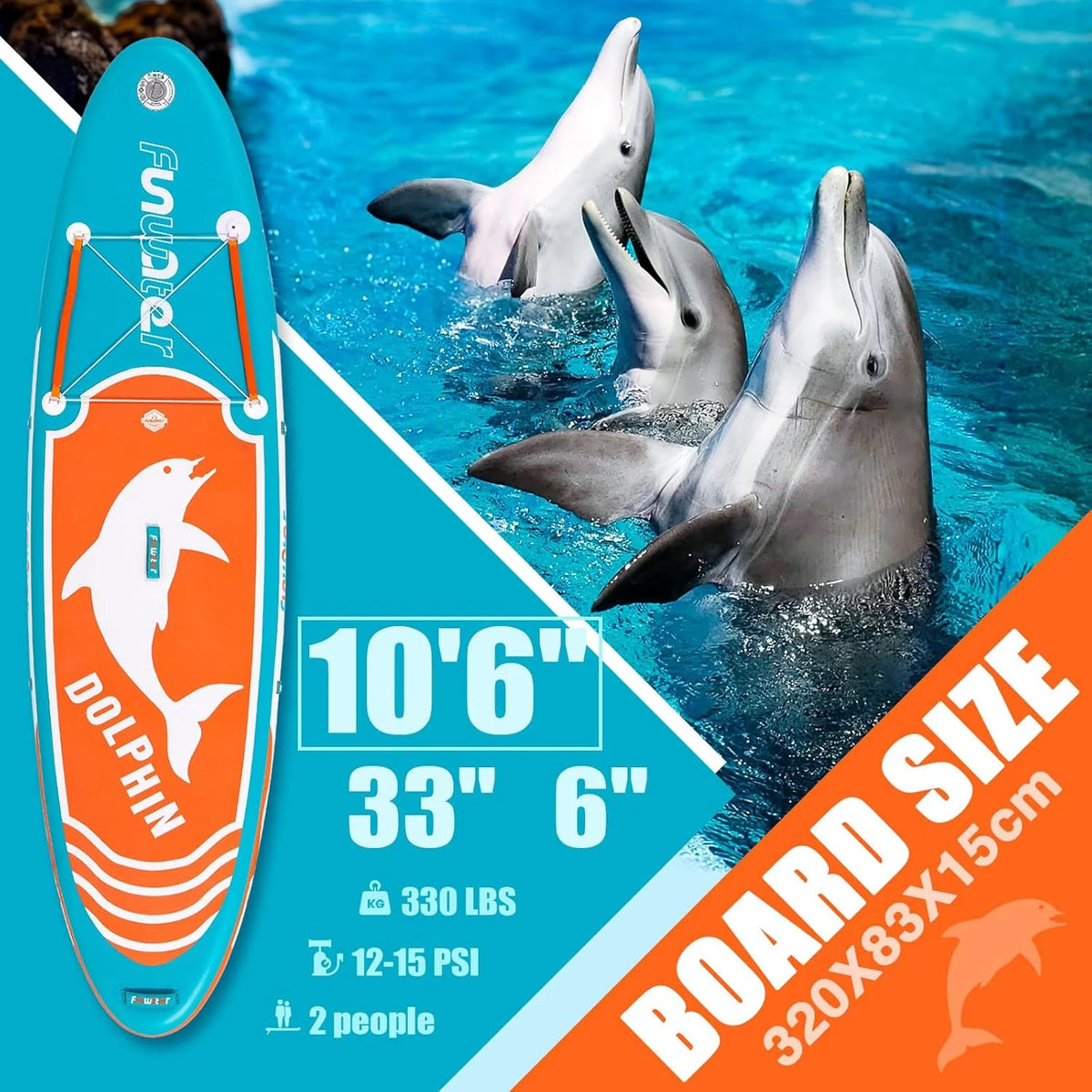 FunWater Inflatable Stand Up Paddle Board with Premium SUP Paddle Accessories, Non-Slip EVA Deck, 11'/10'6' Paddle