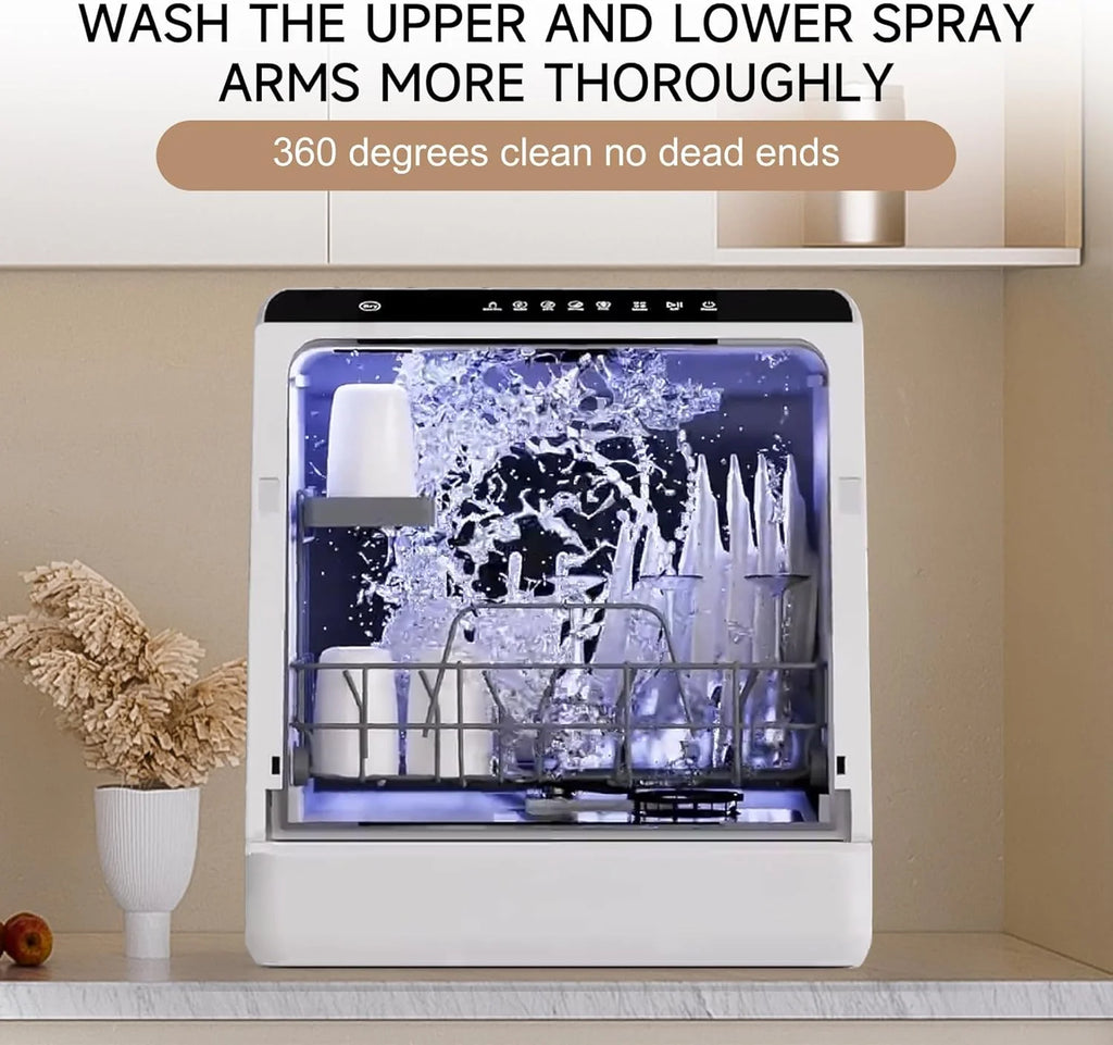 Mini dishwasher countertop .Compact Dishwasher with drying.Double spray arms. Portable Countertop Dishwasher With Water Tank, 6 wash programs, .Lavavajillas portatil can wash baby bottles.