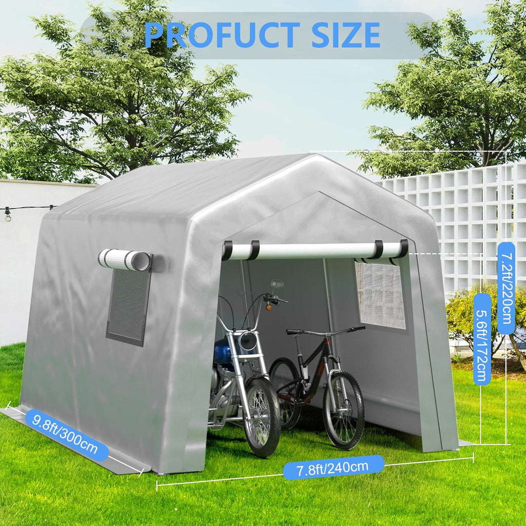 6x8 ft Heavy Duty Carport Tent Portable Garage Removable Side Walls Four Seasons Tarpaulin