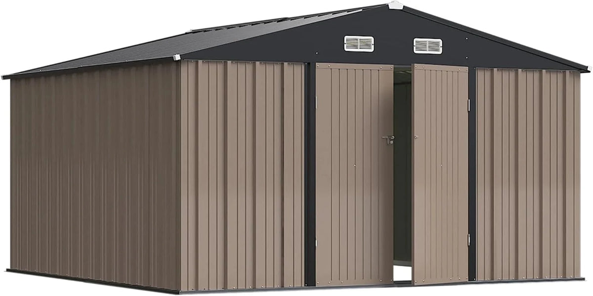 Greesum 6×4 FT Outdoor Storage Shed, Metal Patio Storage Shed with Lockable Door