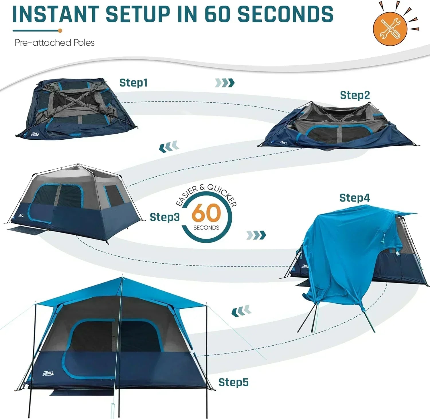 Quick-opening tent family camping tent pop-up camping tent large waterproof tent