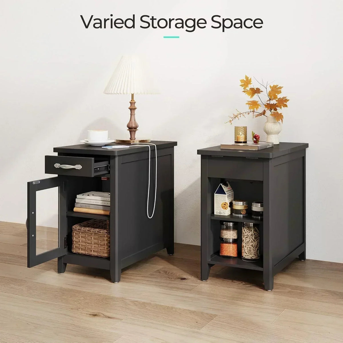 Farmhouse End Table Narrow Side Table Small Nightstand