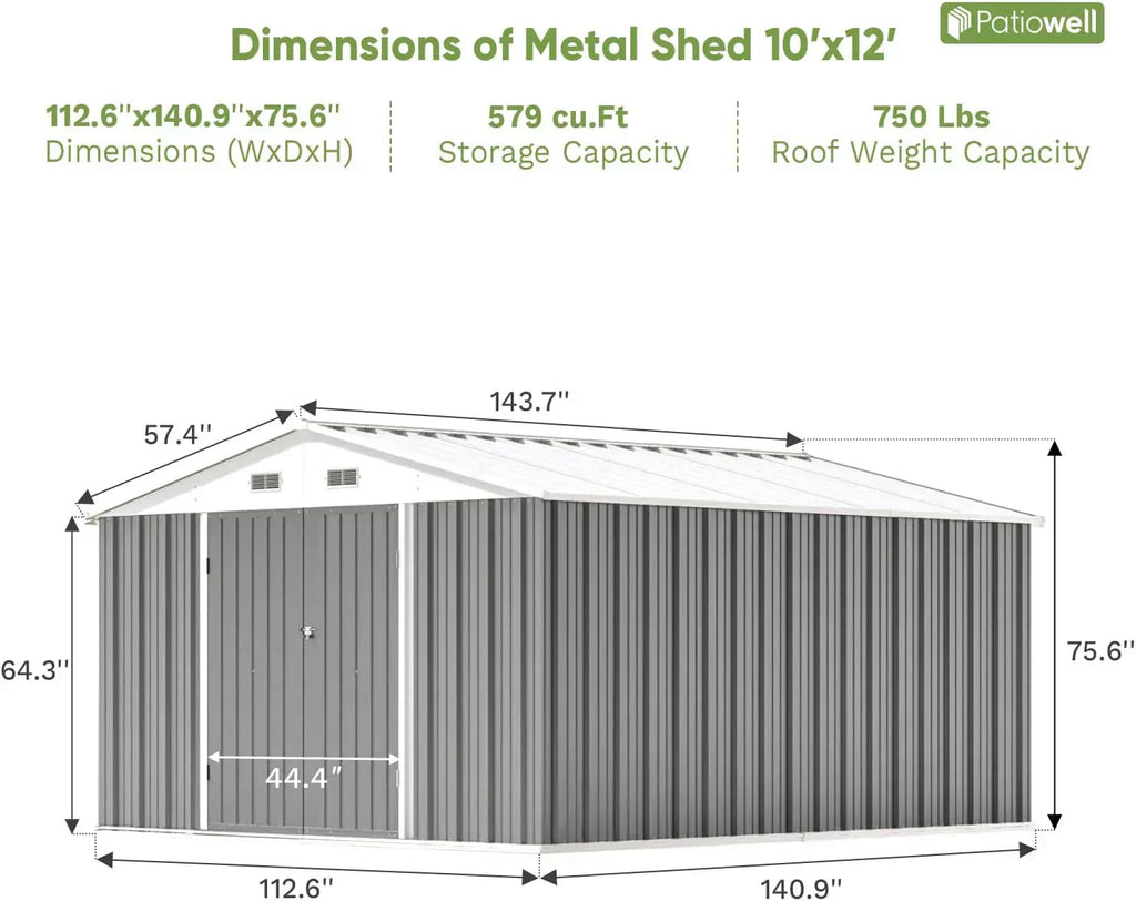 Patiowell 5x3 FT Outdoor Storage Shed Tool Shed with Sloping Roof and Lockable Door Metal Shed
