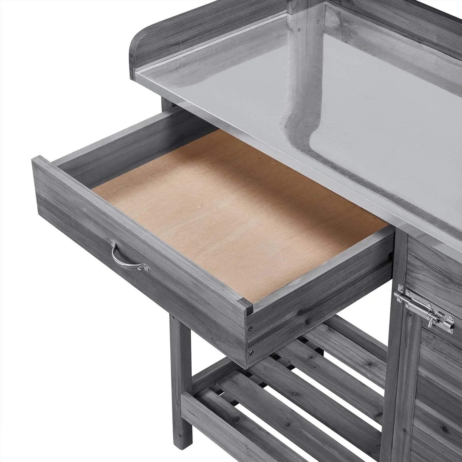 Yaheetech Outdoor Garden Potting Bench Table Work Bench Metal Tabletop Cabinet Drawer