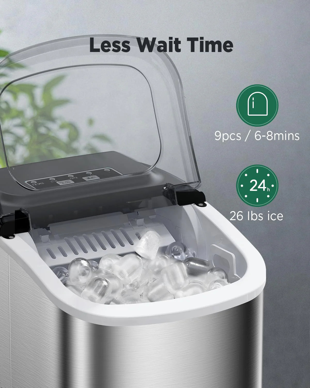 Nugget Ice Maker Countertop, Silonn Chewable Pellet Ice Machine with Self-Cleanin Function, 33lbs/24H Portable Ice Makers for Home Kitchen Officce, Black