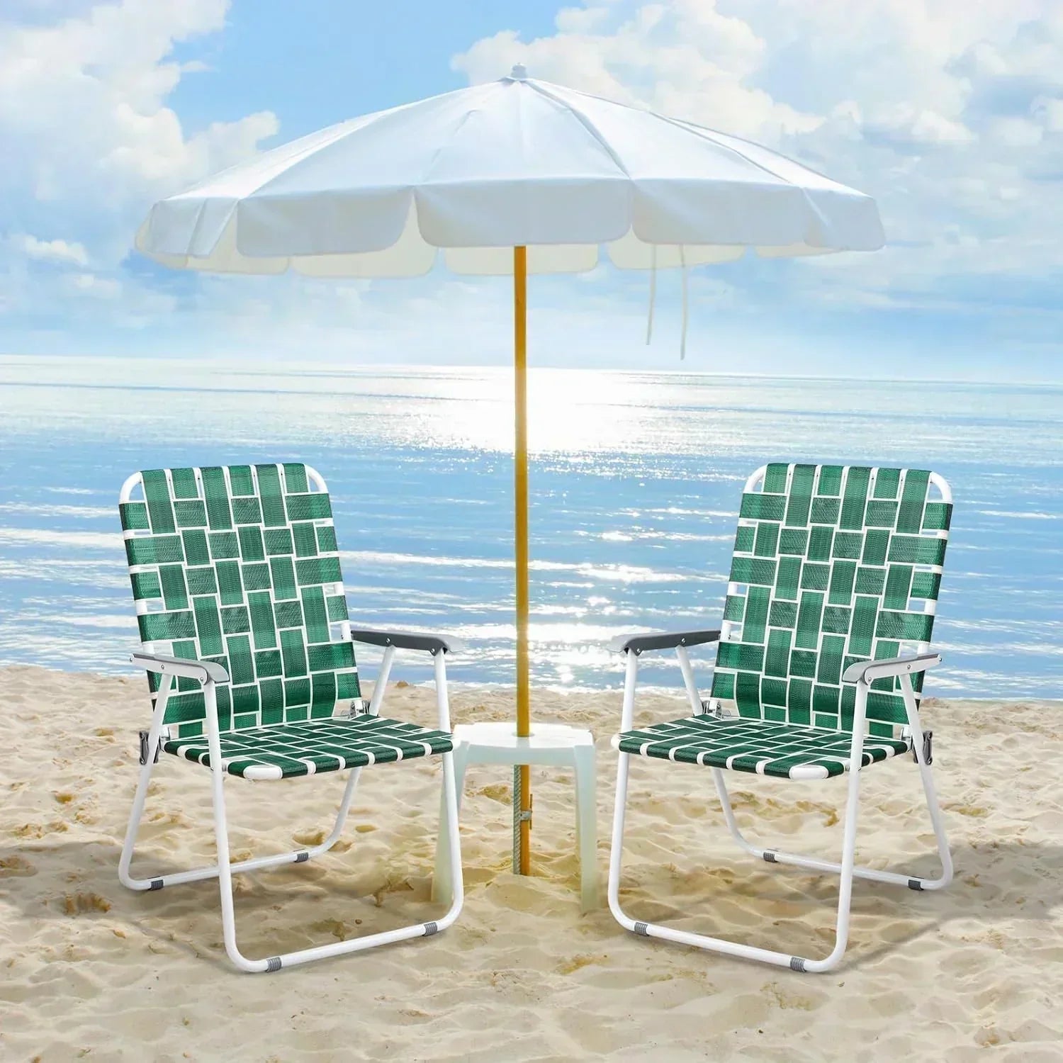 VINGLI Patio Lawn Webbed Folding Chairs Set of 2 Outdoor Beach Portable Lawn Chair