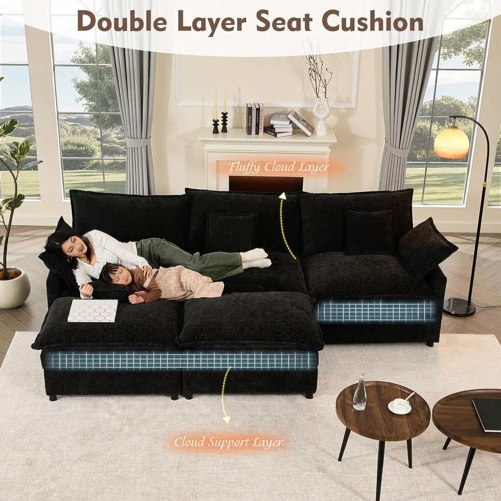 108 Inch U Shape Sofa Sectional Sofa Comfortable Cloud Sofa Living Room Deep Seat Sofa