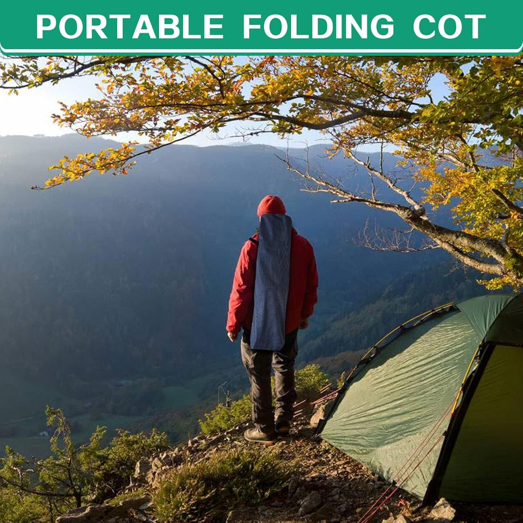 2 Pack Camping Cot with Mattress Comfortable Cot Bed Folding Cot Heavy Duty Cots for Sleeping with Carry Bag for Adults Kids Guest Bed Outdoor Indoor Home