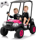 24V 7AH Children's Golf Cart with Remote Control Removable Awning 4-Wheel Spring Suspension