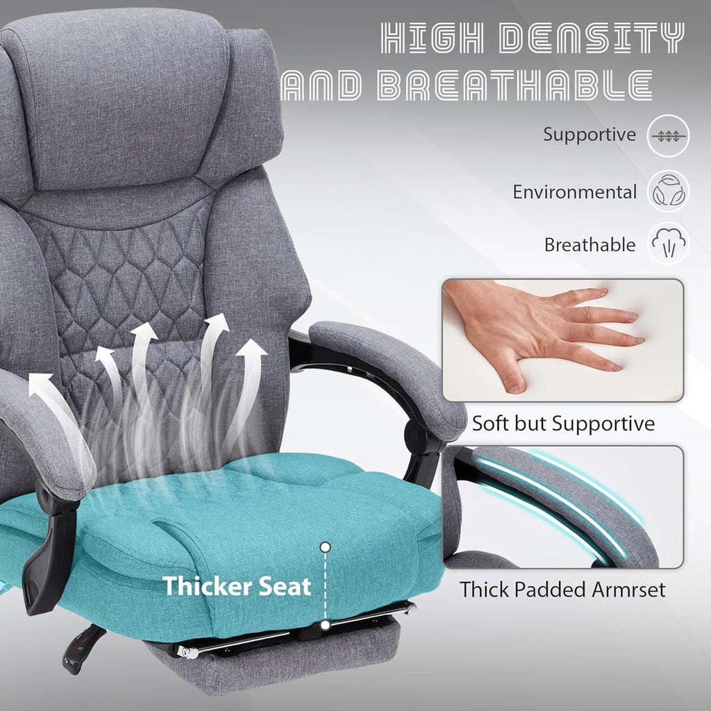 Massage Office Chair with Footrest 6 Point Vibration and Heating Home Office Desk Chair