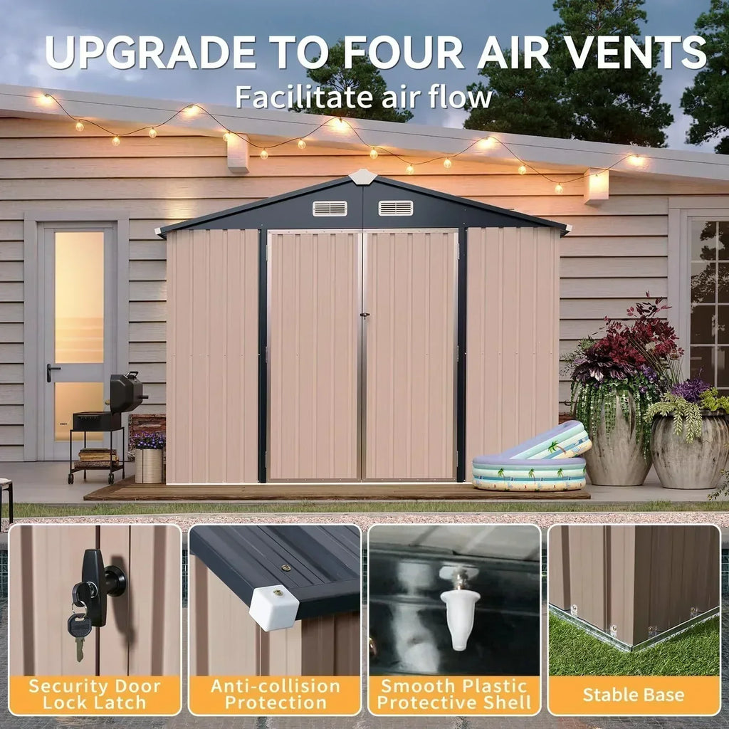 Aoxun 6.2x4 FT Shed Outdoor Storage Shed Metal Garden Shed Sloping Roof Tool Shed Bike Shed
