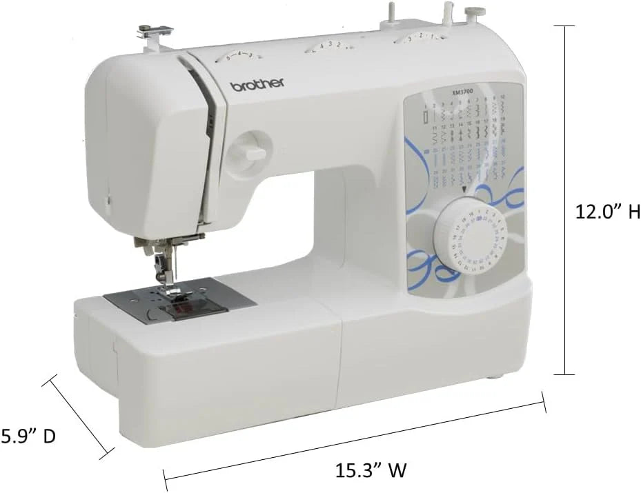 Brother XM3700 Sewing Machine, 37 Built-in Stitches, 5 Included Sewing Feet