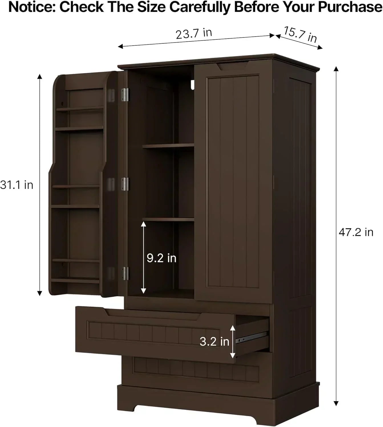 Gizoon Kitchen Pantry Cabinet with Drawers Freestanding Bathroom Storage Cabinet with Doors