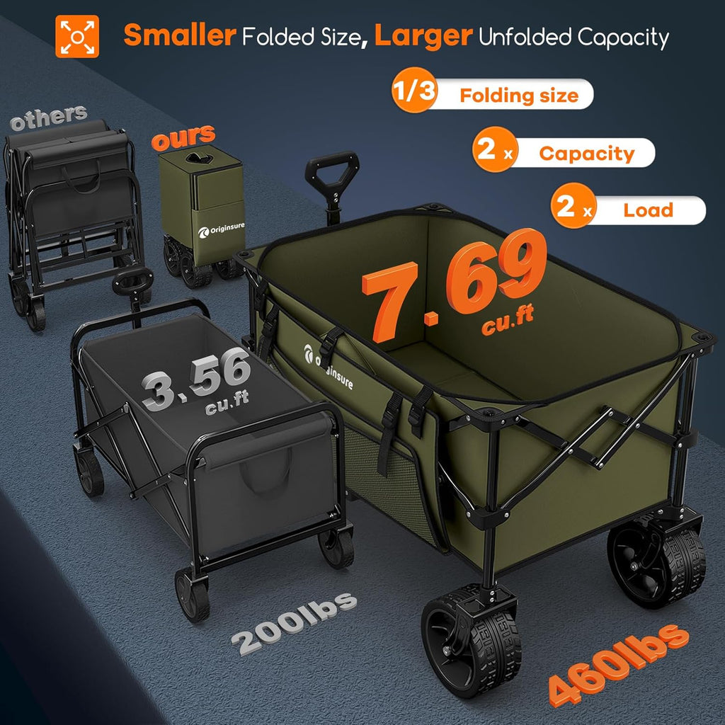38 long foldable four-wheel stroller 460 lb capacity 220 liter folding beach stroller
