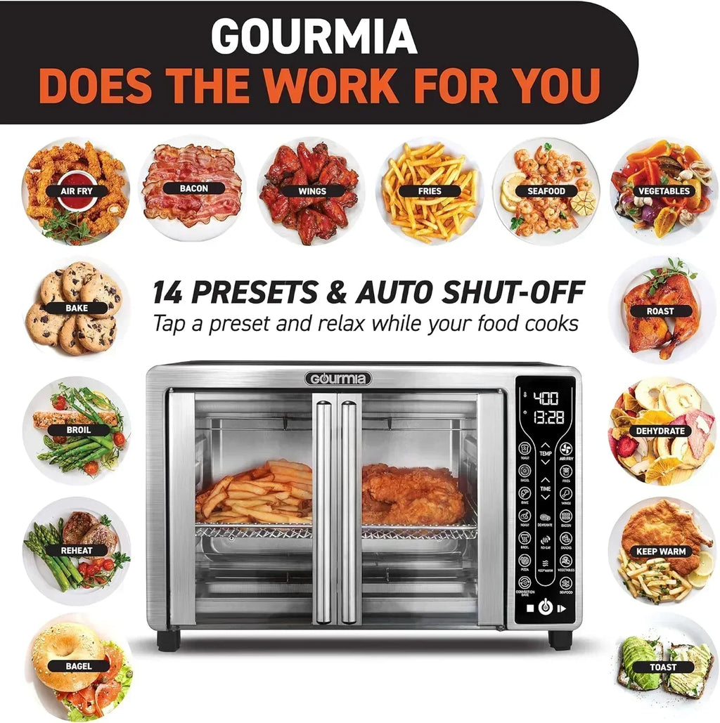 Gourmia Oven Air Fryer Combo with 17 Cooking Presets 24L Capacity Convection Rack