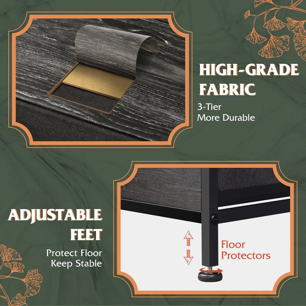 Storage Organizer Unit with 11 Fabric Bins, Storage Drawers Organizer with Steel Frame, Tall Storage Tower Organizaton