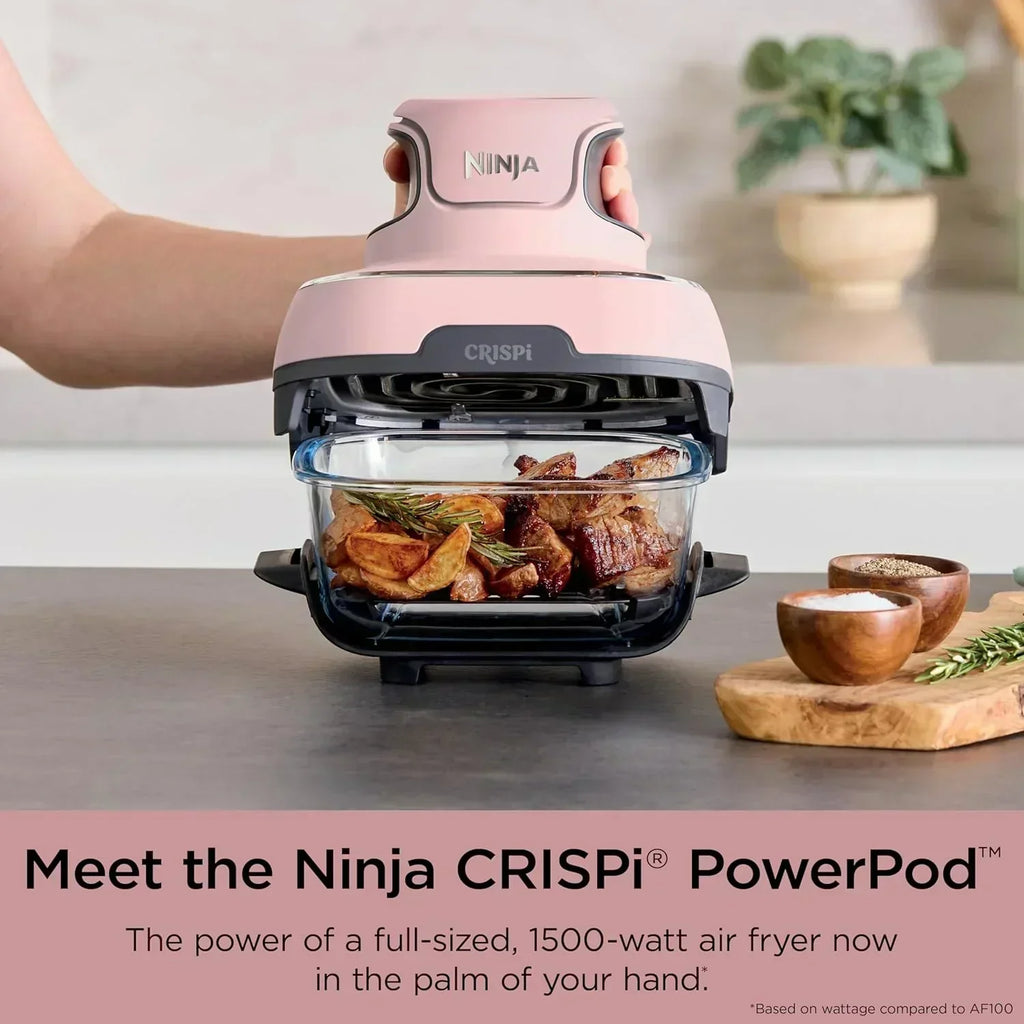 Ninja Crispi 4 in 1 Portable Glass Air Fryer Cooking System 4QT 6 Cup TempWare Glass Containers