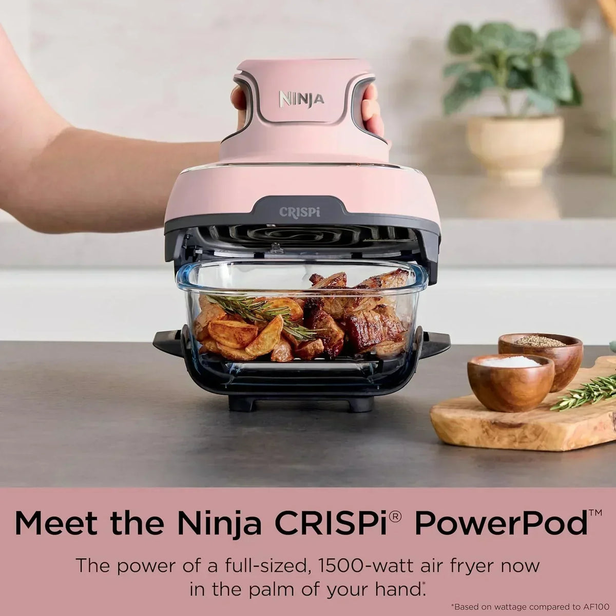 Ninja Crispi 4 in 1 Portable Glass Air Fryer Cooking System 4QT 6 Cup TempWare Glass Containers