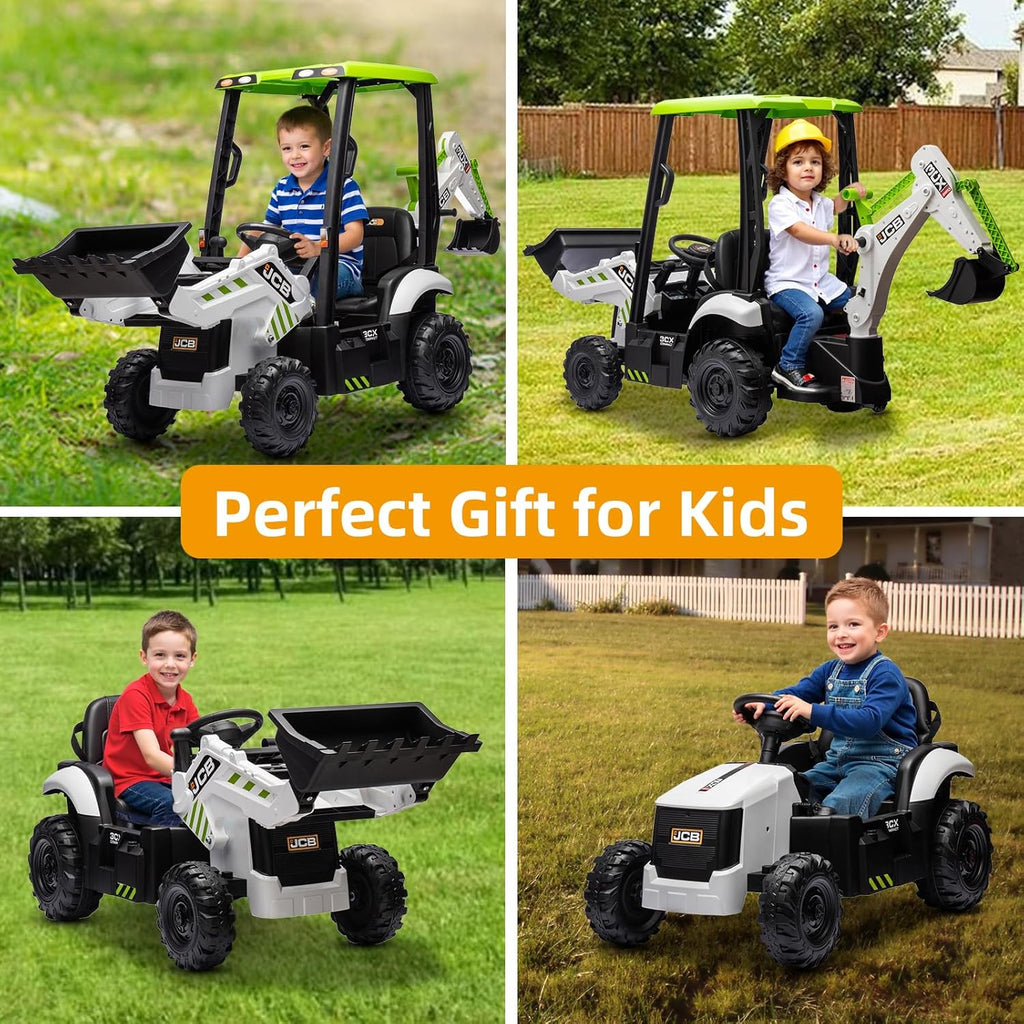 12V JCB Ride On Excavator Ride on Toys for Kids 4-8 Electric Car for Kids with Tractor