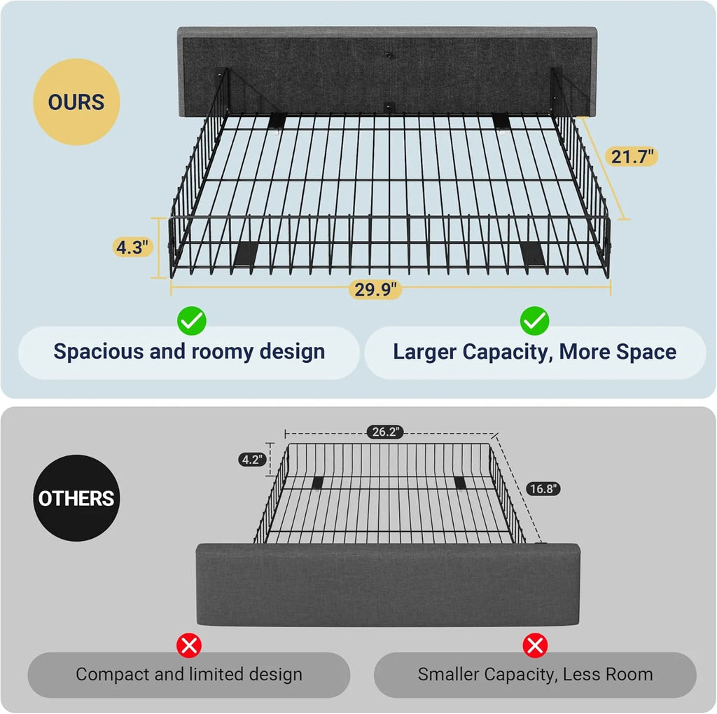 Allewie Upholstered Queen Size Platform Bed Frame with 4 Storage Drawers and Headboard