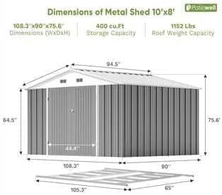 Patiowell 5x3 FT Outdoor Storage Shed Tool Shed with Sloping Roof and Lockable Door Metal Shed