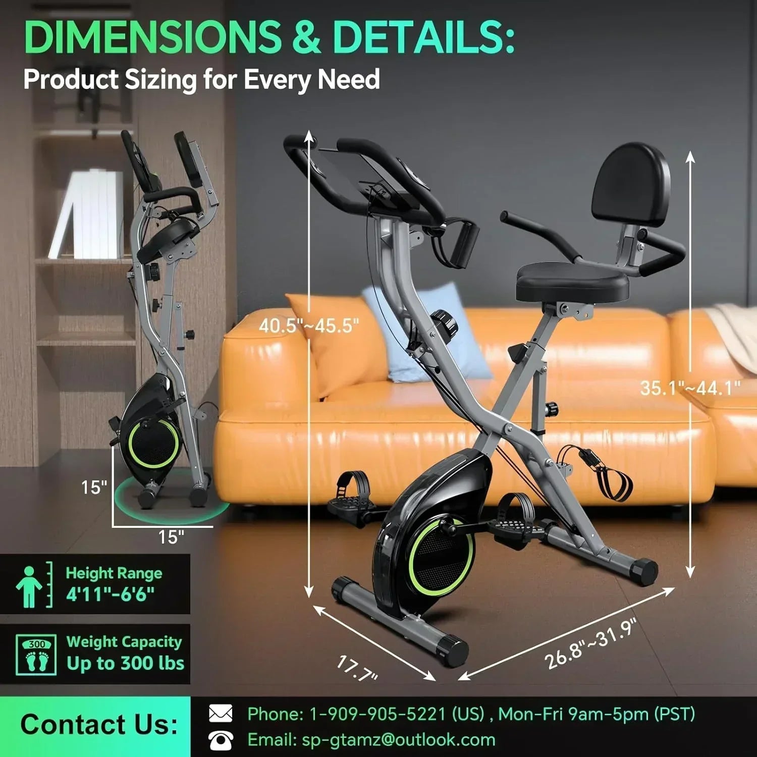 Foldable Exercise Bike Stationary Bikes  5 IN 1 Indoor Workout Cycling Bike Quiet Magnetic Resistance