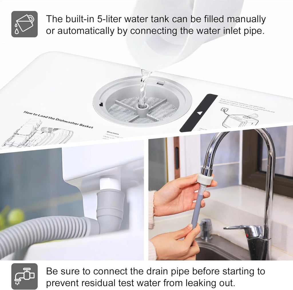 Mini dishwasher countertop .Compact Dishwasher with drying.Double spray arms. Portable Countertop Dishwasher With Water Tank, 6 wash programs, .Lavavajillas portatil can wash baby bottles.
