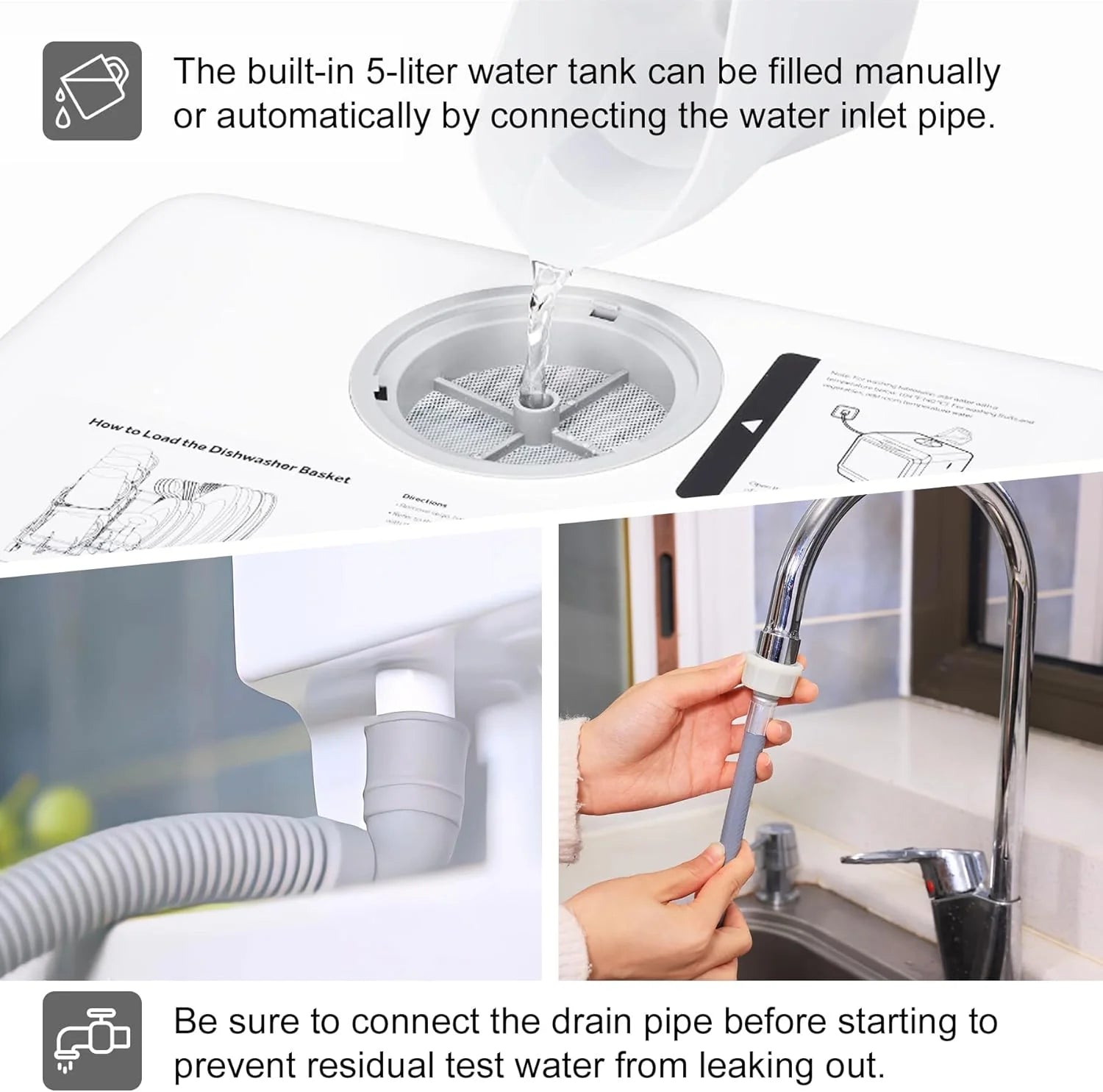 Mini dishwasher countertop .Compact Dishwasher with drying.Double spray arms. Portable Countertop Dishwasher With Water Tank, 6 wash programs, .Lavavajillas portatil can wash baby bottles.