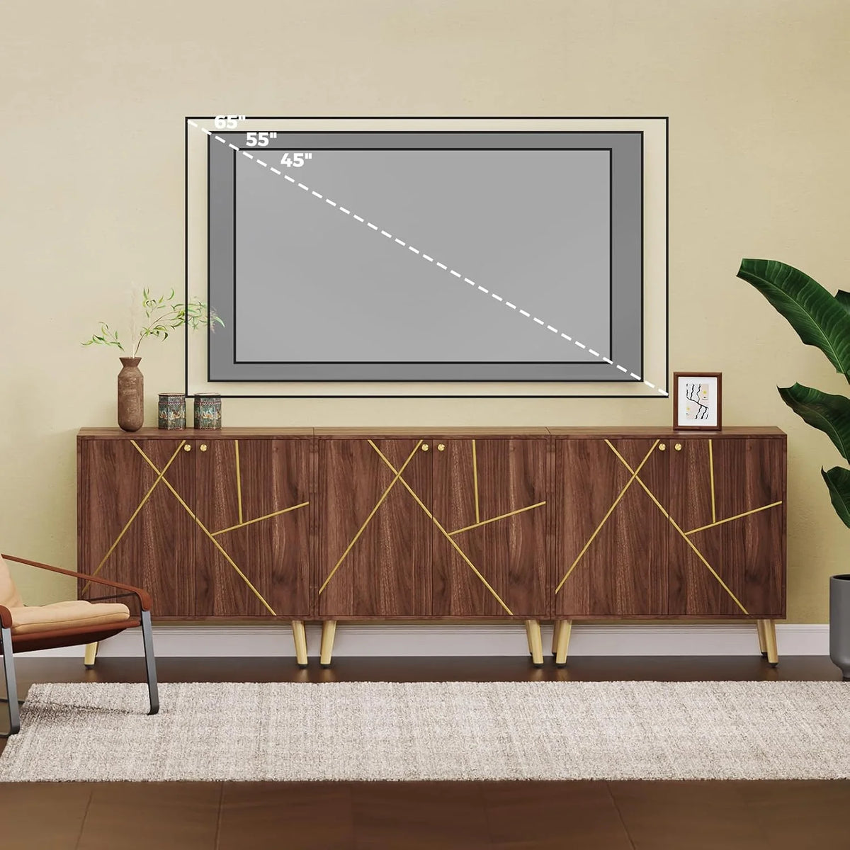 Free Standing Cabinet Black Wood for Living Room, Bedroom, Dining Room, Hallway, Entryway