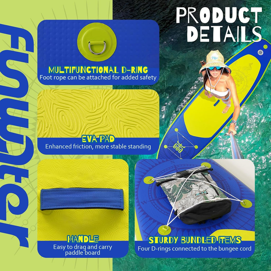 FunWater Inflatable Stand Up Paddle Board Premium SUP Paddle Accessories EVA Deck