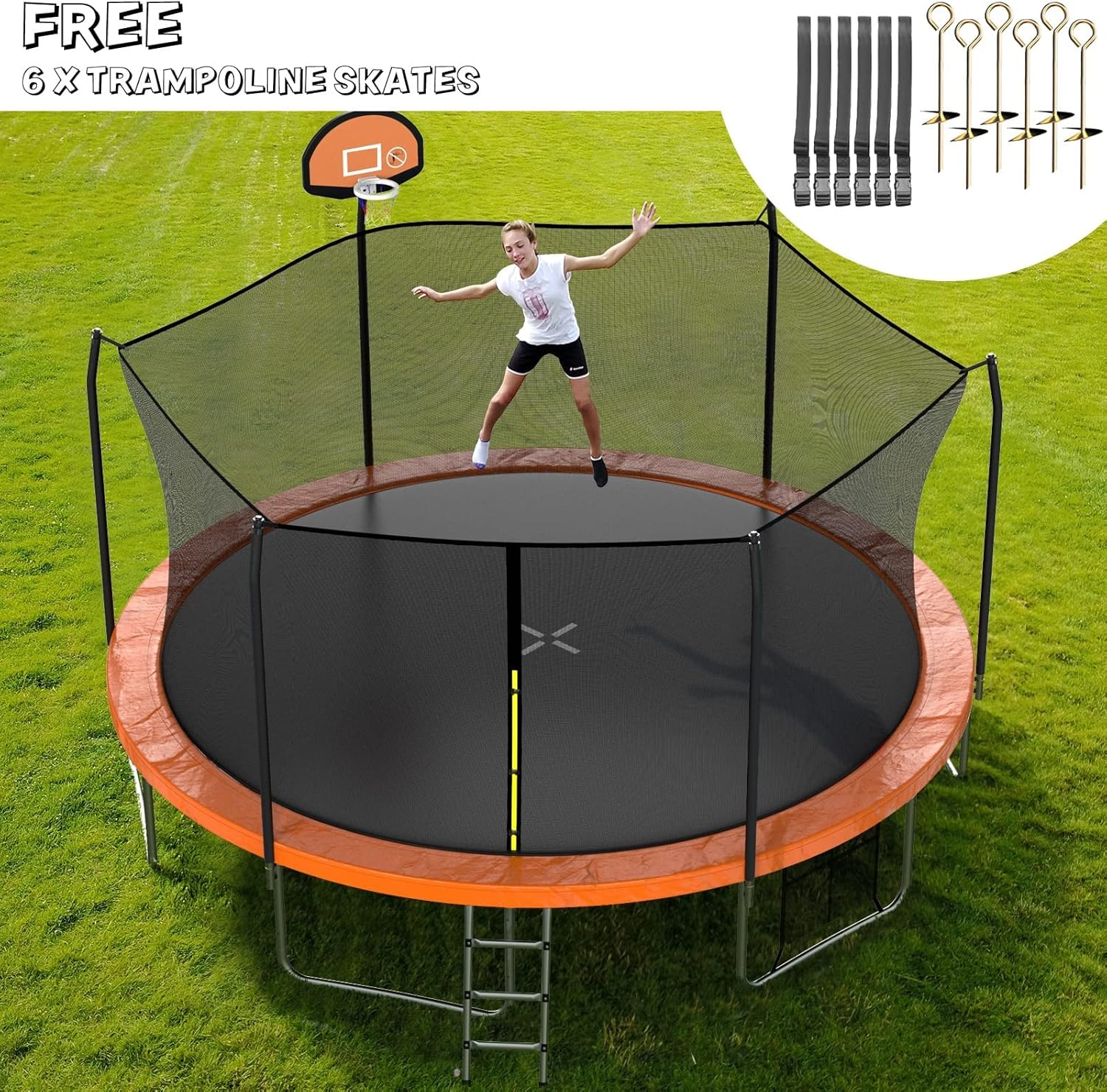 AOTOB 8FT 10FT 12FT 14 FT 15FT Trampoline with Safety Enclosure Net Outdoor Trampoline