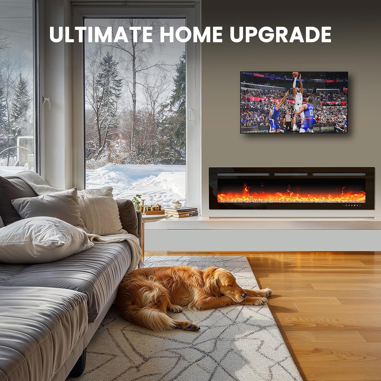50 Smart Electric Fireplace 5300 BTU Heat Output, Ultra-Slim Wall-Mount or Built-In Electric Fireplace