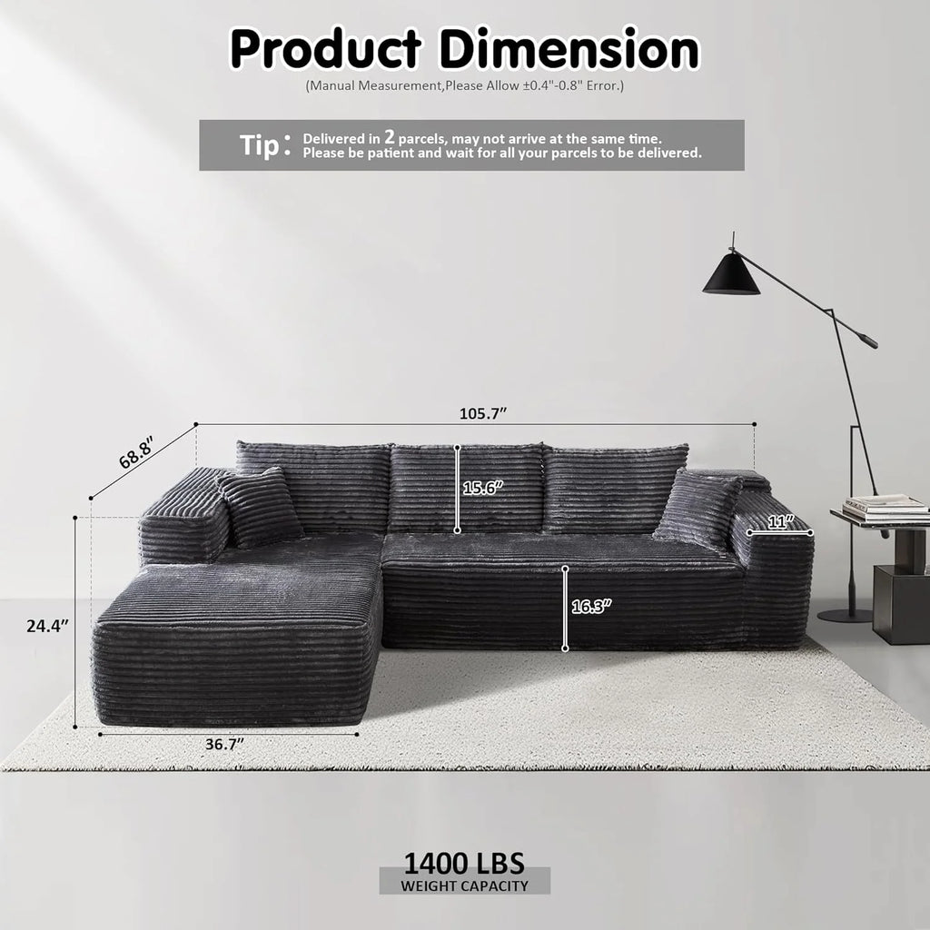 Ovios 104 Cloud Section Sofa L-shaped lounge chair, modern modular sofa