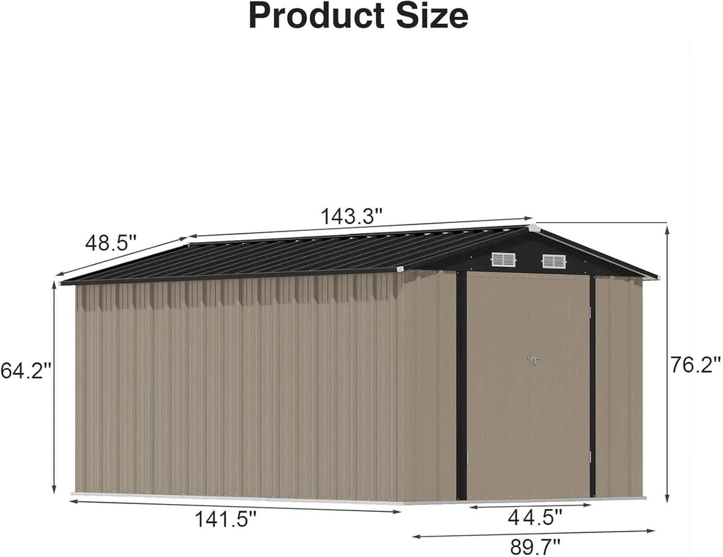 Patiowell 5x3 FT Outdoor Storage Shed Tool Shed with Sloping Roof and Lockable Door Metal Shed