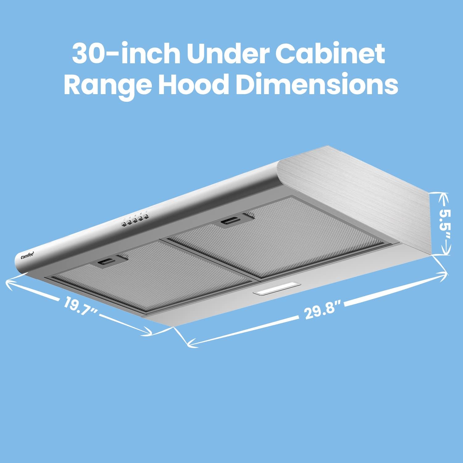 Comfee 30 Under Cabinet Ducted/Ductless Convertible Slim Vent Durable Stainless Steel Kitchen Reusable Filter