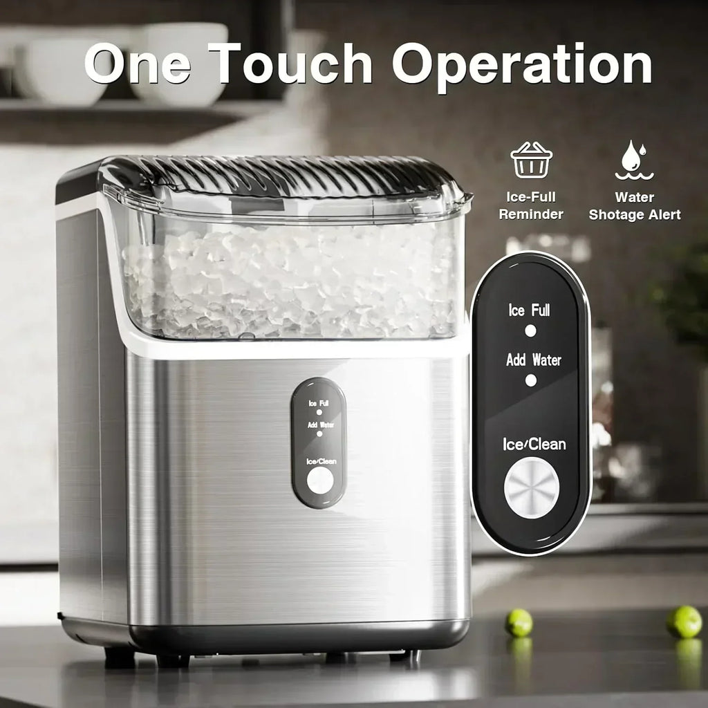Nugget Ice Makers Countertop Pebble Ice Machine with Chewable Pellet Ice Self-Cleaning