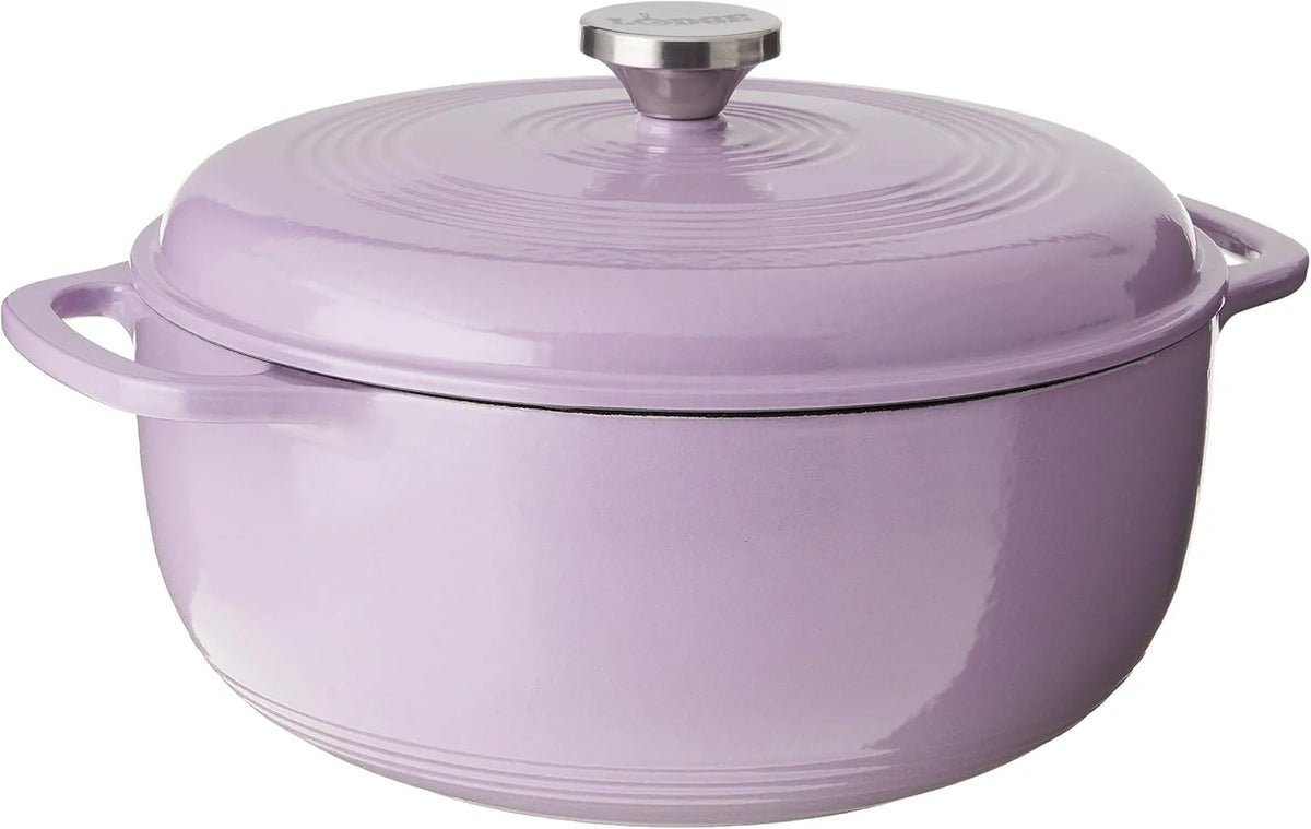 Lodge Essential Enamel Cast Iron Dutch Oven - Perfect for Bread Baking, Braising, Marinating & Slow Cooking - Features Moisture-Sealing Lid & Dual Handles - Kitchen Essentials - 6 Quarts - Caribbean Blue