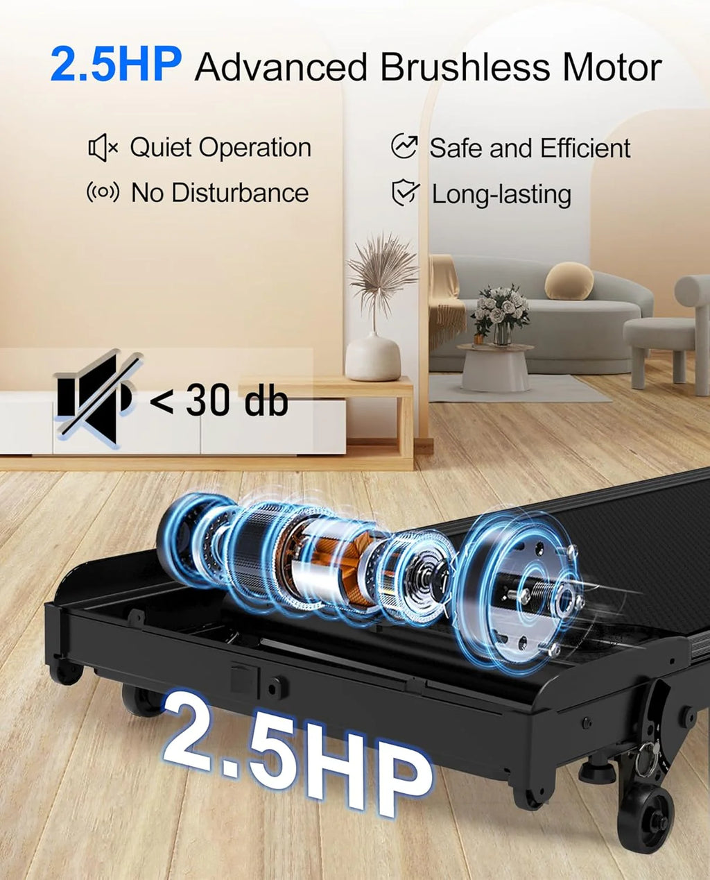 Lichico Walking Pad Under Desk Treadmill, Ultra-Quiet Brushless Electric Walking and Jogging Treadmill with Remote Control