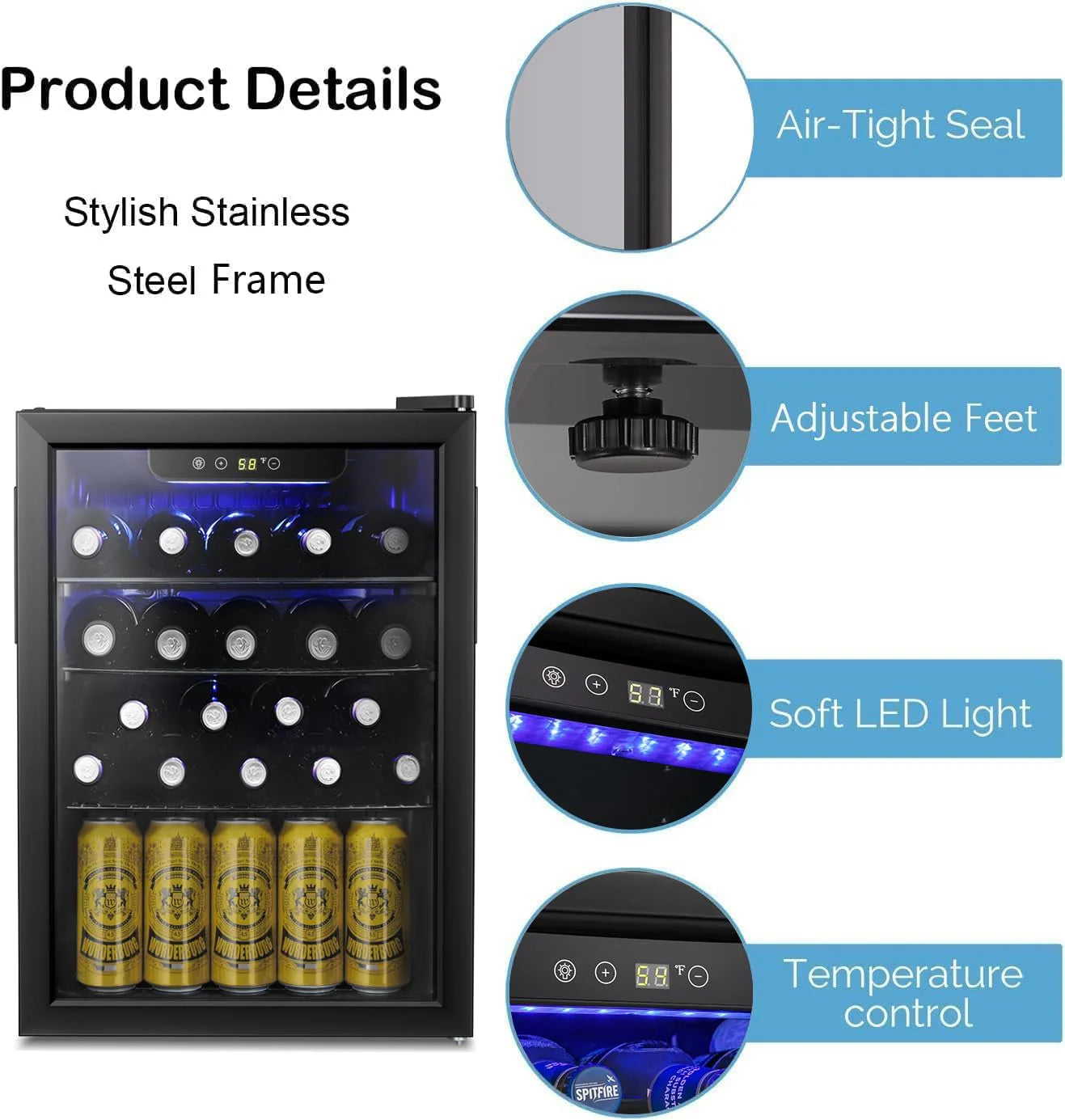 Antarctic Star 26 Bottle 130 Can Wine Cooler Cabinet Beverage Refrigerator Mini Wine Cellar