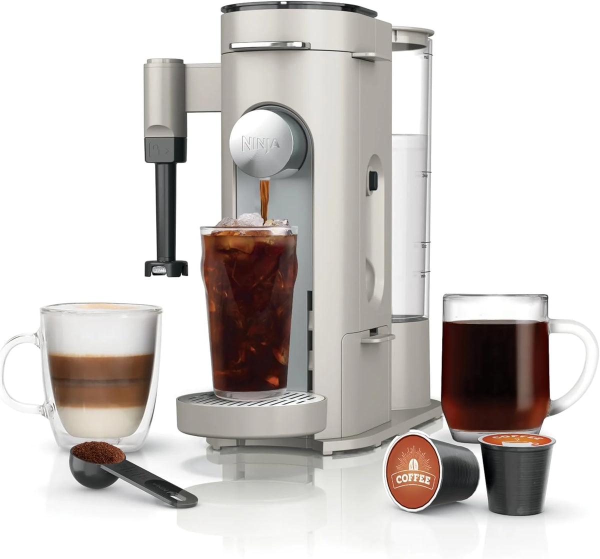 Ninja Pod & Grounds Single-Serve Coffee Maker 56-oz. Reservoir Stone PB051ST