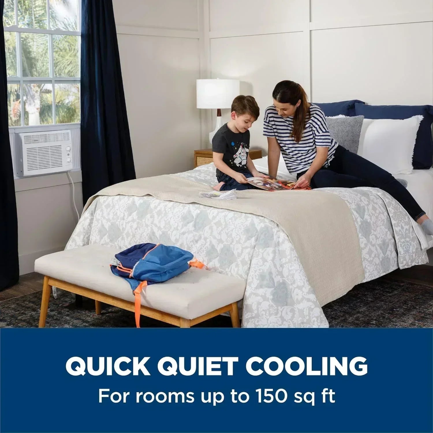 GE Window Air Conditioner Unit 5,000 BTU for Small Rooms up to 150 sq ft Manual Adjustable Fan