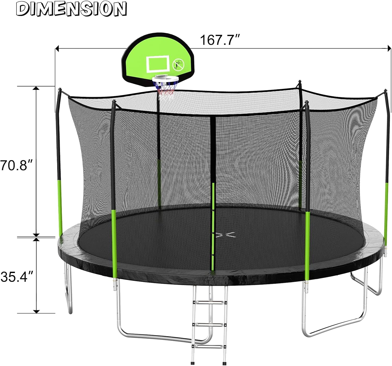 AOTOB 8FT 10FT 12FT 14 FT 15FT Trampoline with Safety Enclosure Net Outdoor Trampoline