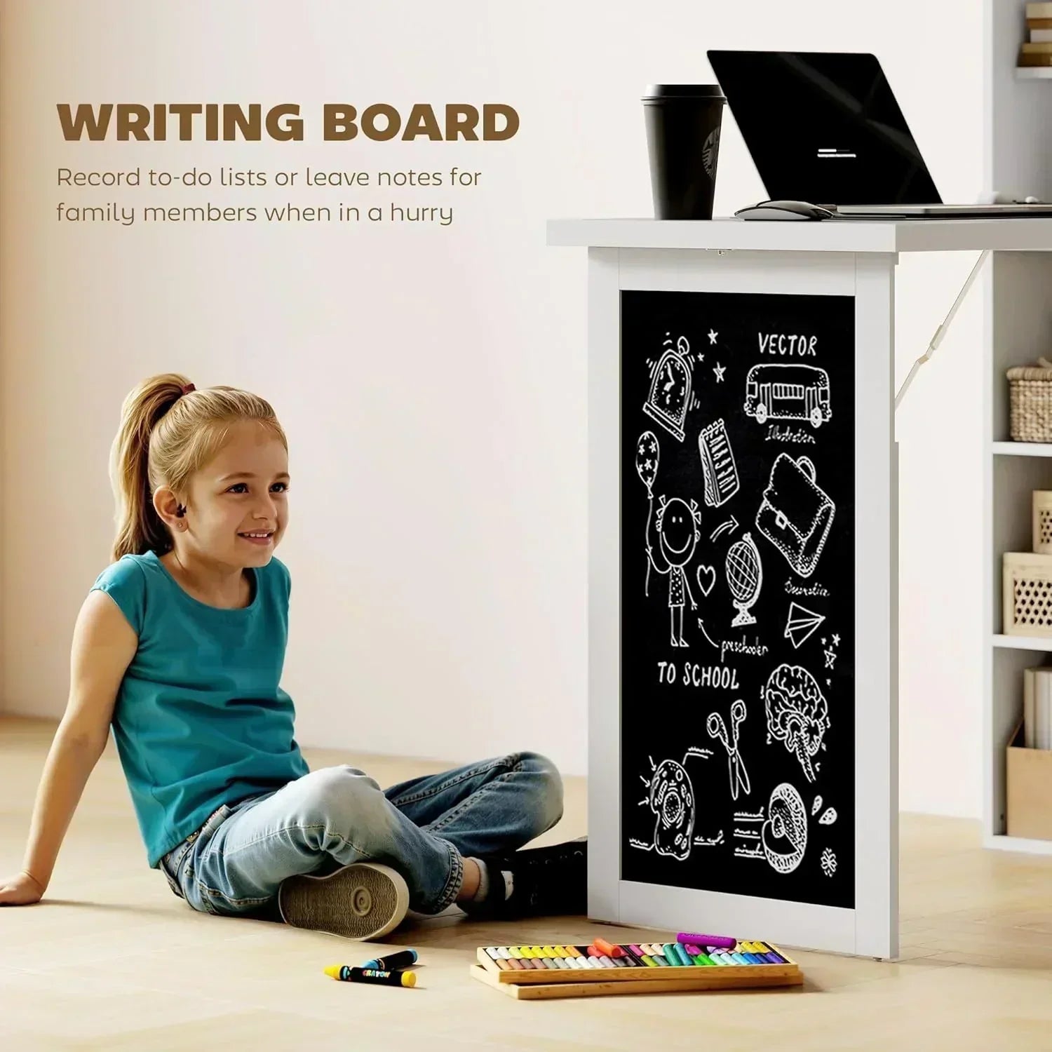 Folding convertible writing desk wall mounted desk cabinet multifunctional home workstation
