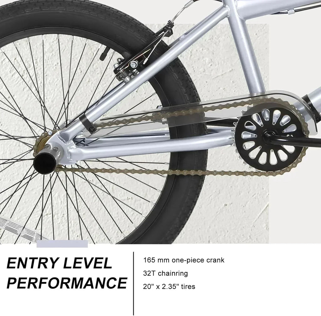 WEIZE Freestyle BMX Bicycle 20 Inch Stunt Bike for Kids and Adults Men and Women High Strength