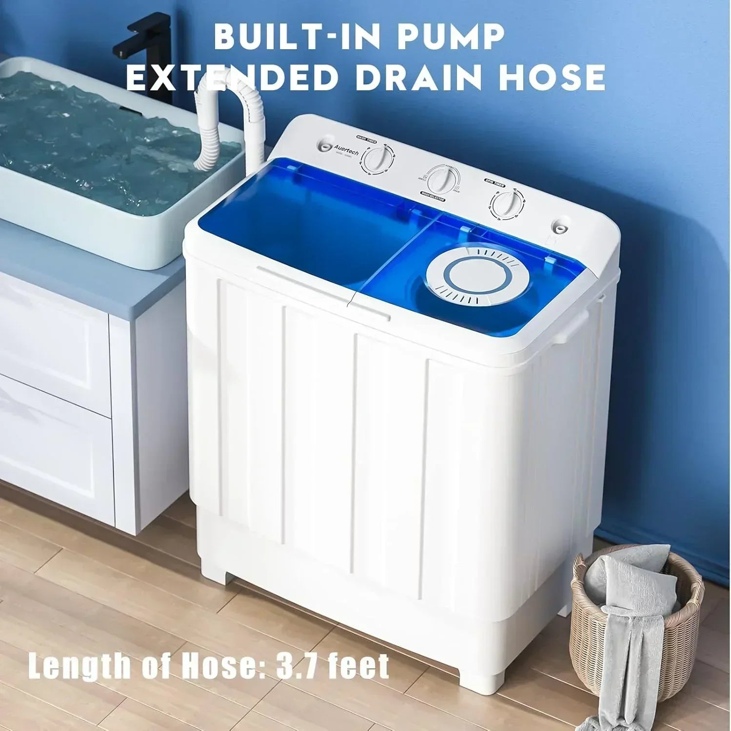 Auertech Portable Washing Machine 28lb Twin Tub Washing Machine Compact Washing Machine