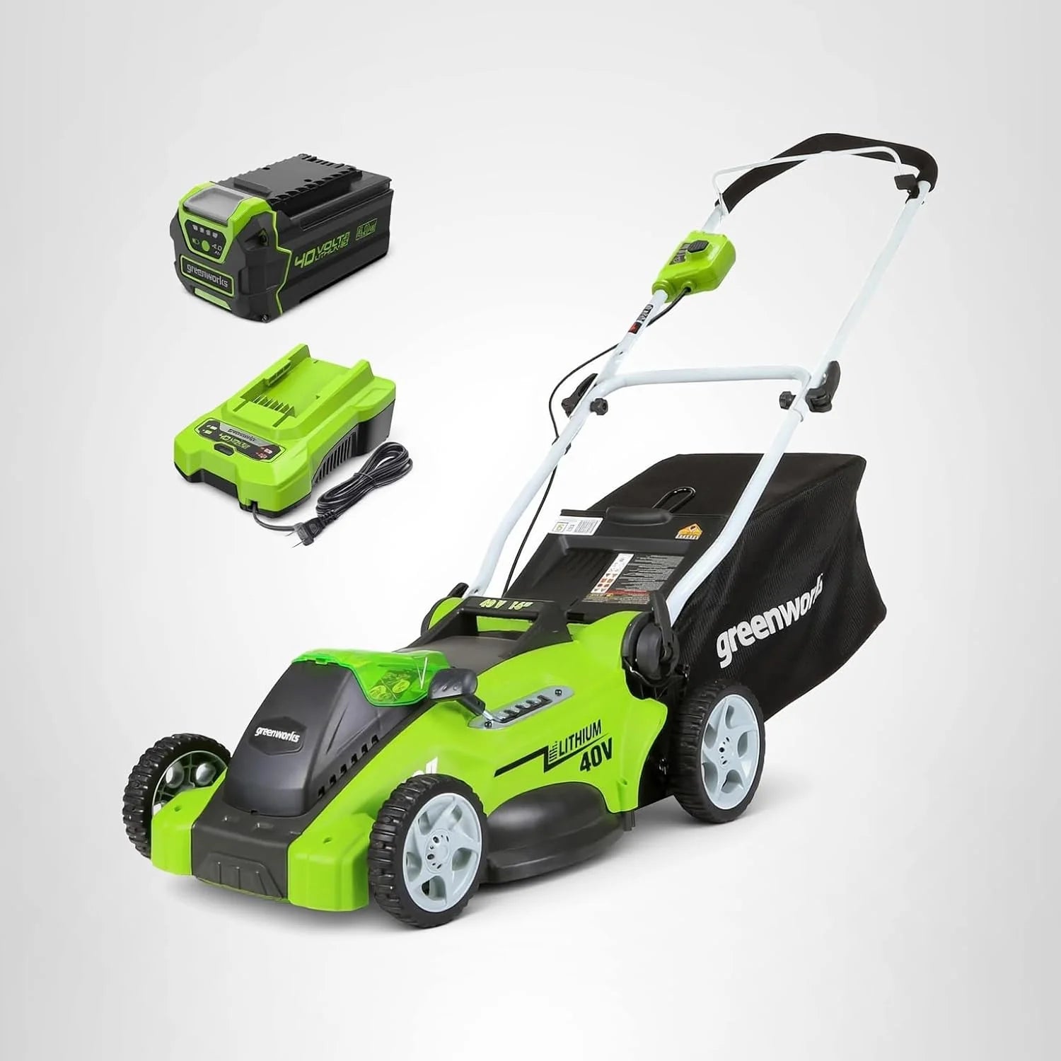 Greenworks 40V 16 Cordless Lawn Mower Ultra-Light Push Mower 4.0Ah Battery Charger