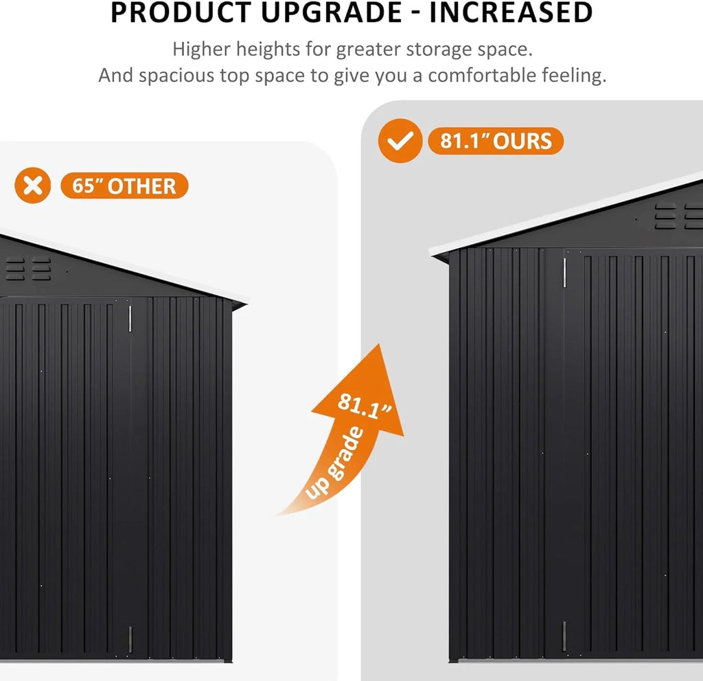 Polar Aurora 8 x 12 FT Outdoor Storage Shed, Metal Garden Shed with Updated Frame Structure, Tool Sheds for Backyard Garden Patio Lawn Black