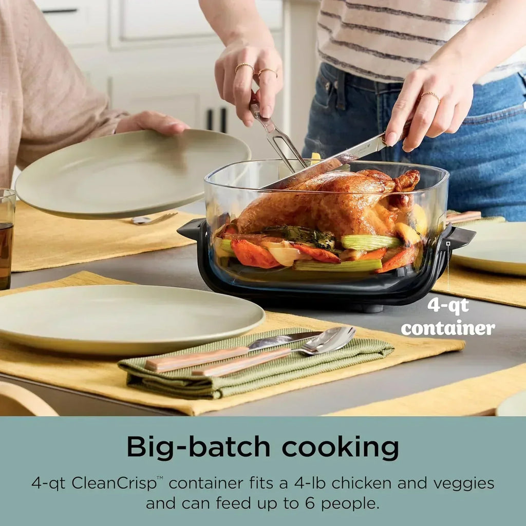 Ninja Crispi 4 in 1 Portable Glass Air Fryer Cooking System 4QT 6 Cup TempWare Glass Containers